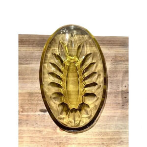 VTG Yellow/Citrine Oblong Depression Glass Bowl/candy Dish/ Trinket Dish